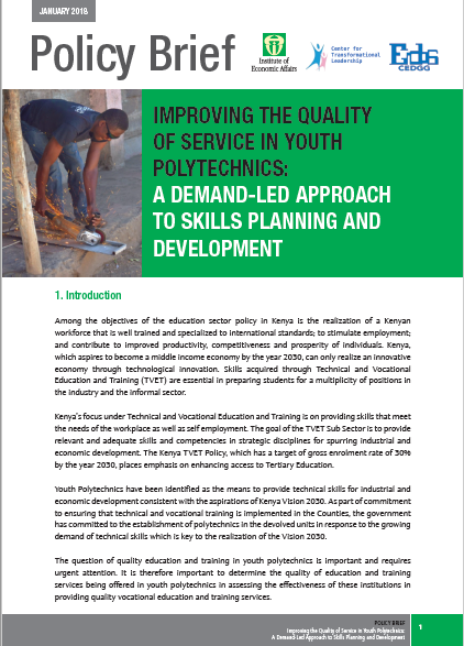 Policy Brief: Improving Quality of Services in Youth Polytechnic